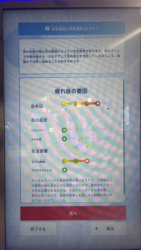アイケアステーションブースの目の健康診断結果②です。